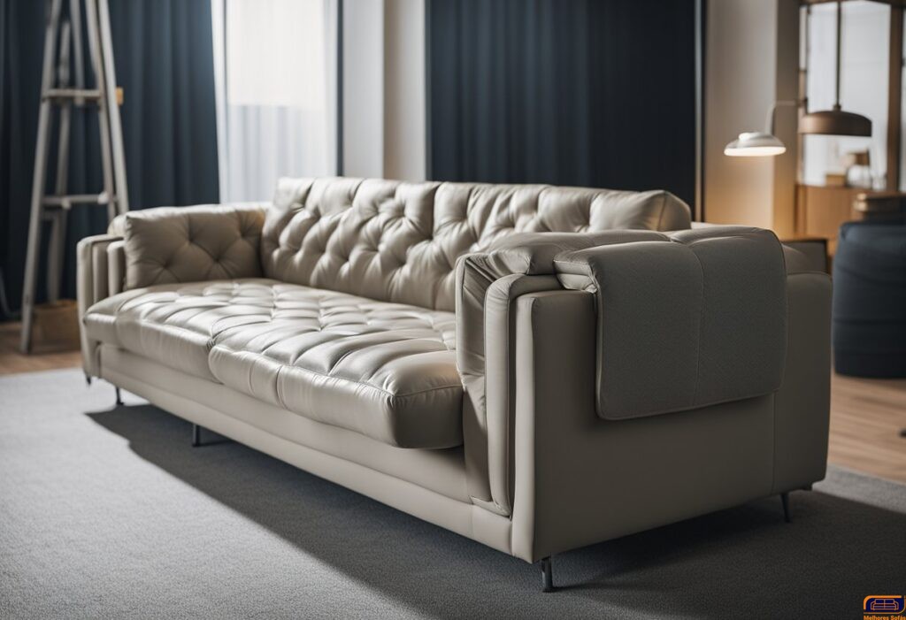 sofa bege aplicacao de impermeabilizante
