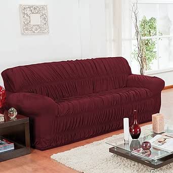 kit capa de sofa elasticada 2+3 lugares vinho